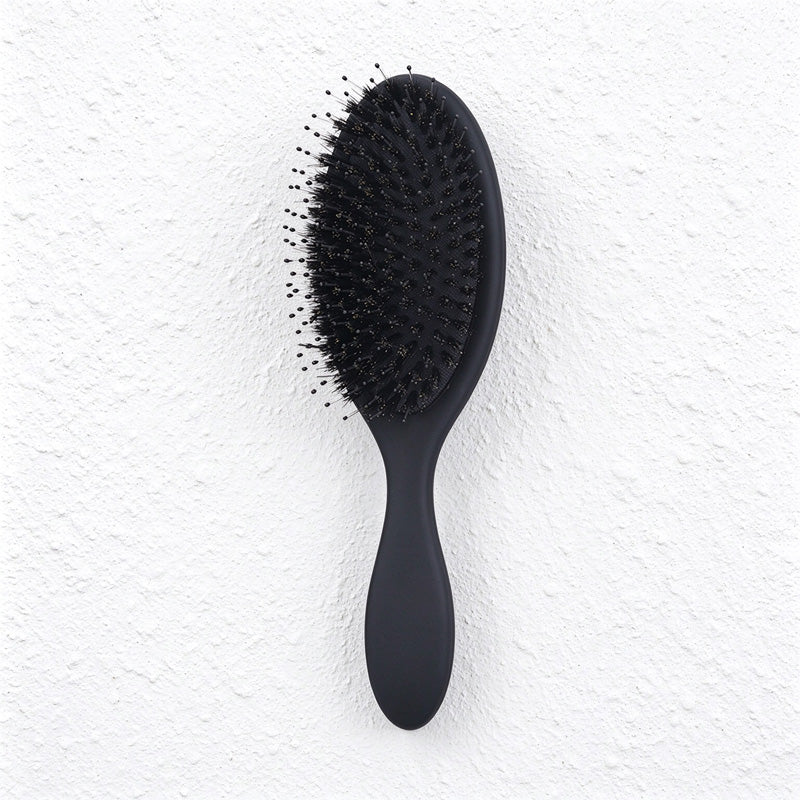 Boar Bristle Cushion Hairbrush with Oval Paddle Head