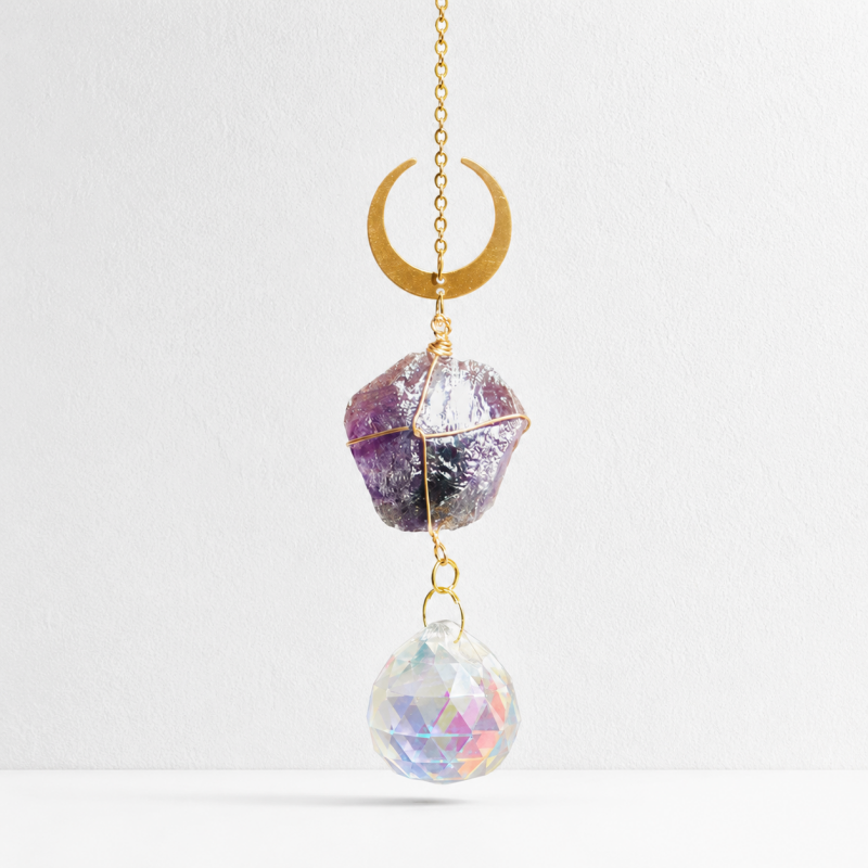 CouldNook Stone Crystal Suncatcher Ornament - Celestial Metal Frames