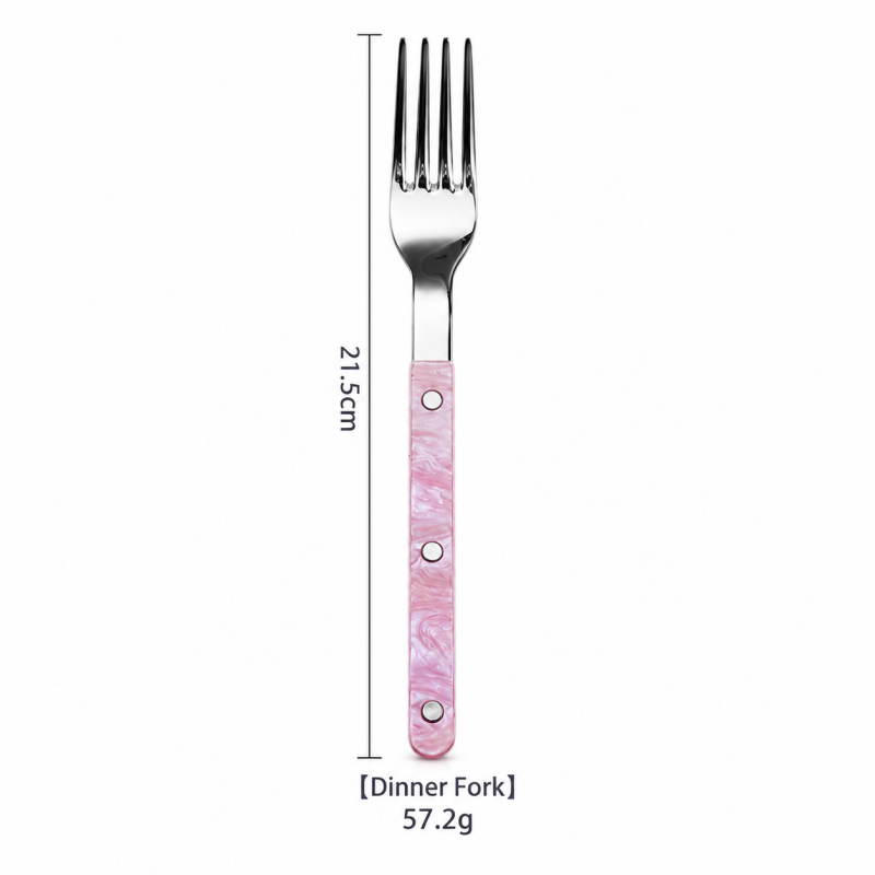 Riveted Table Utensil - Marbled Grips for Dining and Serving