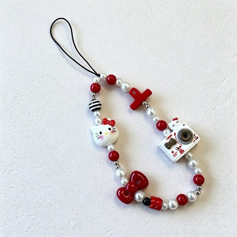 CouldNook Camera Cat Beaded Phone Charm - Loop Cord Attachment