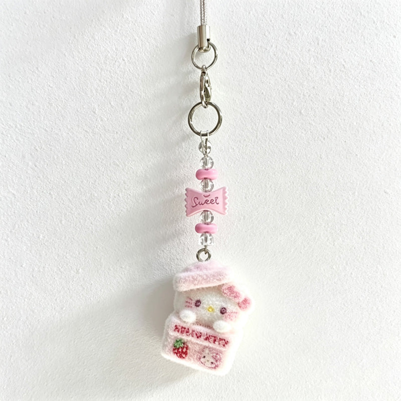 CloudNook Phone Charm Strap-Textured Cartoon Cat Pendant Design