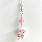 CloudNook Phone Charm Strap-Textured Cartoon Cat Pendant Design