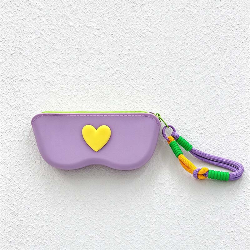 CouldNook Heart Glasses Case - Colorful Zip And Cord Wrist Loop