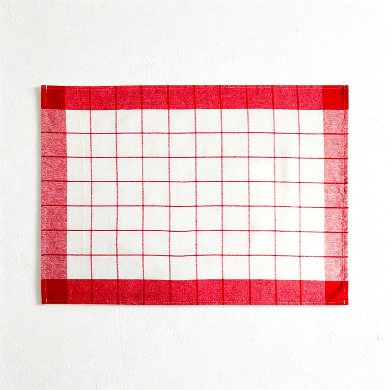 CouldNook Plaid Cotton Tea Towel - Red and Blue Woven Checks