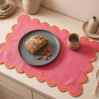 CouldNook Embroidered Placemat - Wavy Outline and Contrasting Stitched Border