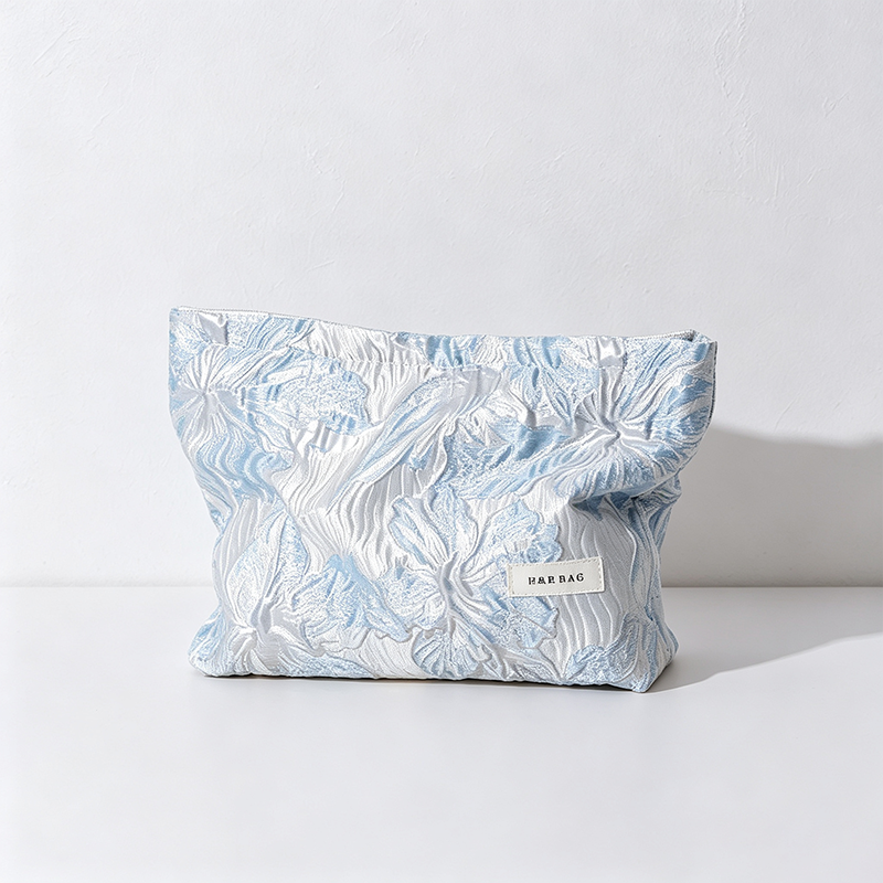 CloudNook Embossed Floral Makeup Pouch - Vanity Storage Accent
