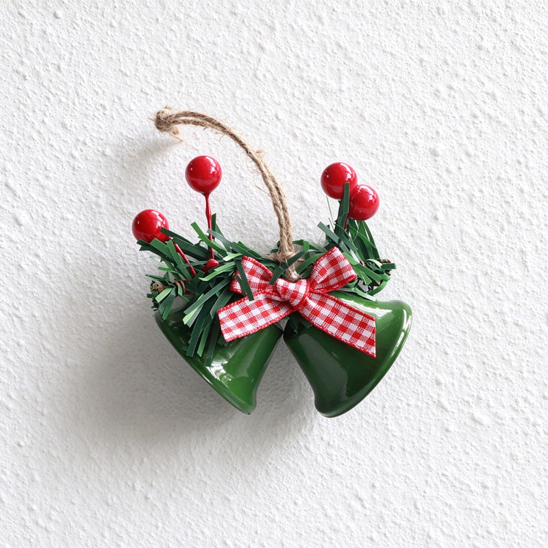 CouldNook Christmas Bell Ornament - Gingham Bow and Berries