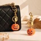 CouldNook Pumpkin Keychain - Jack-O-Lantern Face and Gold-Tone Clasp