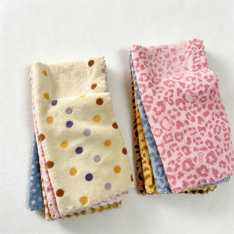 CouldNook Printed Coral Fleece Towel - Polka and Animal Patterns