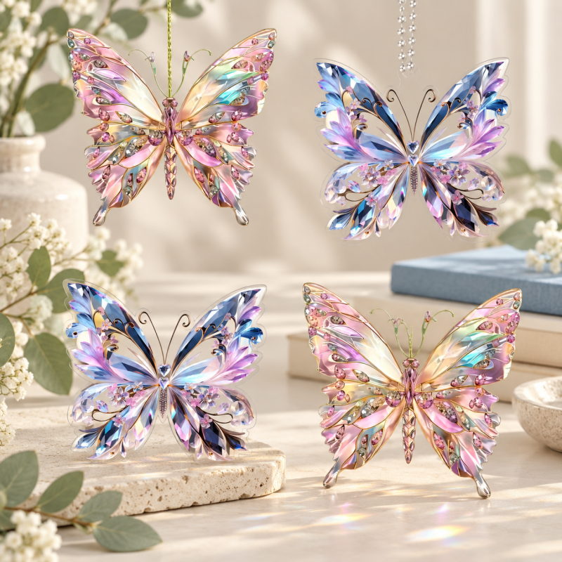 CouldNook Butterfly Hanging Ornament - Flat Acrylic And Jewel-Look Print