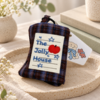CouldNook Plaid Jewelry Organizer - Folding Fabric Case and Apple Patch Detail