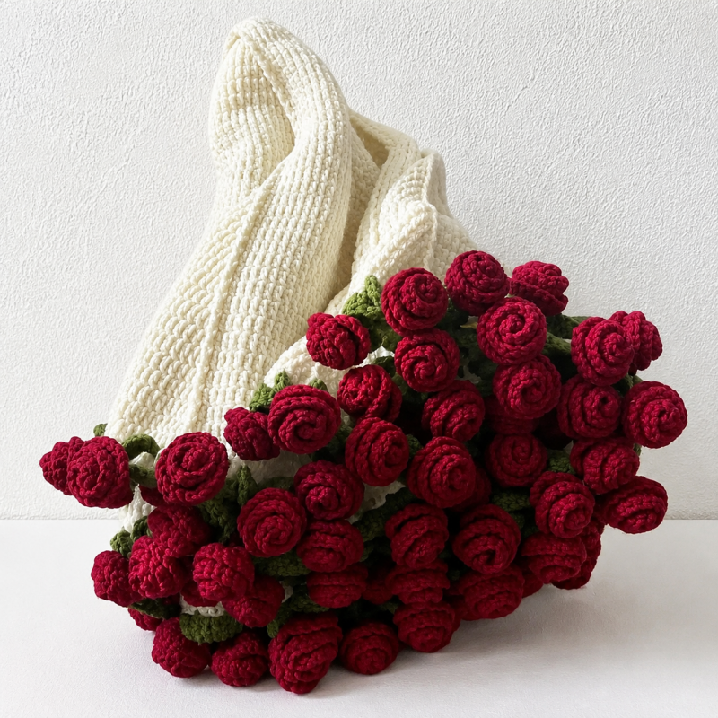 CouldNook Flower Bouquet Blanket - Layered Rolled Rose Display