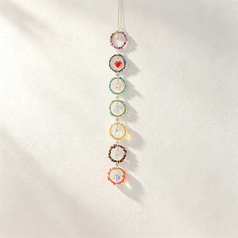 CouldNook Seven Ring Suncatcher - Colorful Stone Chip Outlined Circles