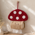 CouldNook Mushroom Corduroy Hanging Tissue Holder - Dispenser Opening