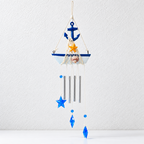CouldNook Nautical Sailboat Wind Chime - Hanging Tubes And Blue Charms