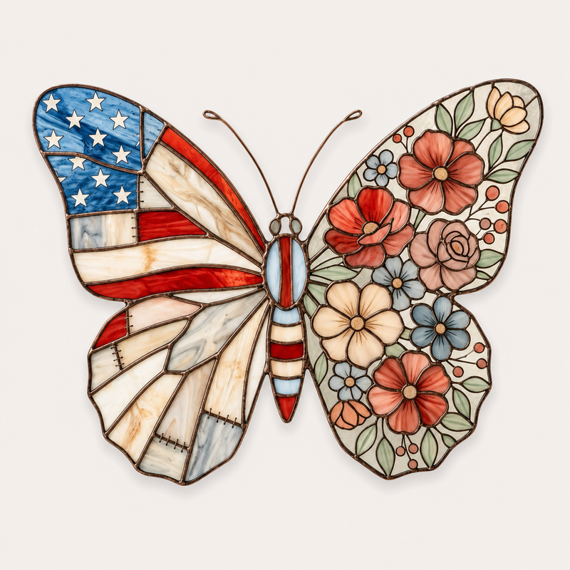 CouldNook Stained Glass Butterfly Suncatcher - Window Hanging Decor