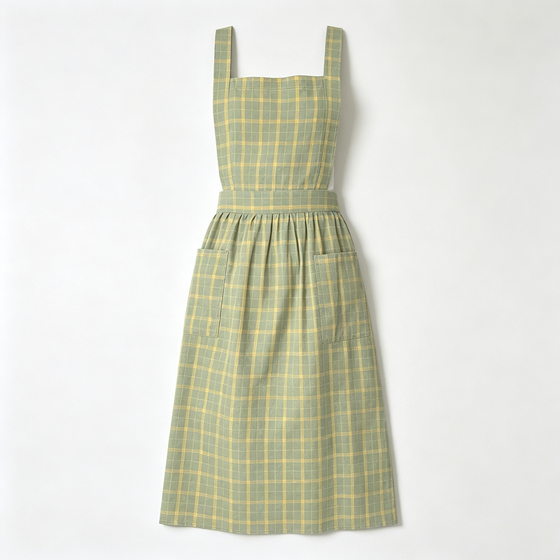 CouldNook Yellow Check Apron - Sunny Ruffle Kitchen Dress