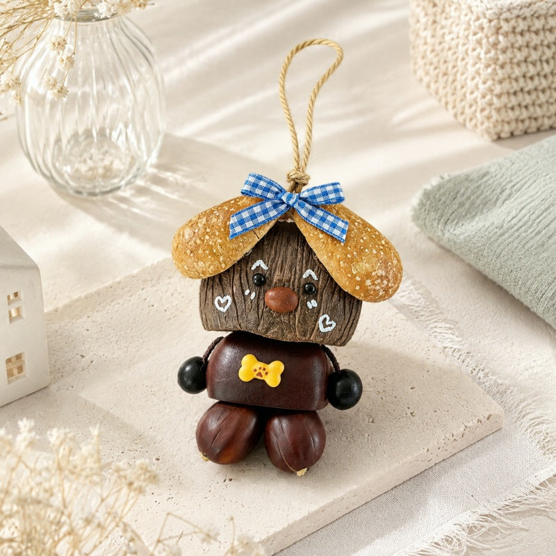 CouldNook Dog Figure Seed Shell Charm - Seed-and-shell-look texture