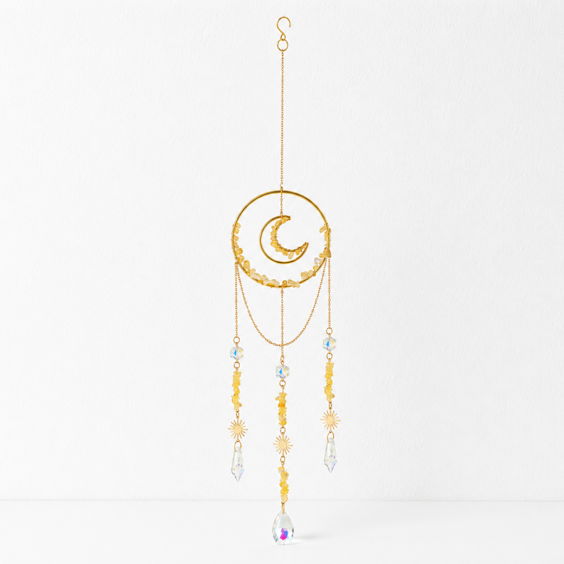 CouldNook Gemstone Moon Suncatcher Ornament - Circular Hanging Frame