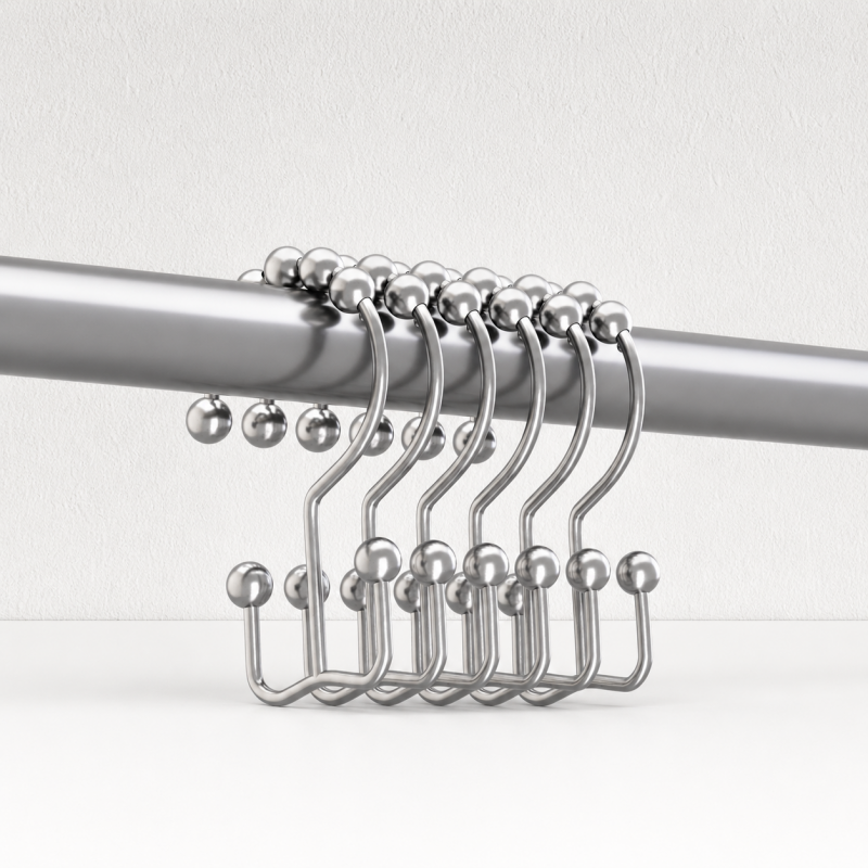 CouldNook Beaded Shower Curtain Hook - Rounded Metal Profile
