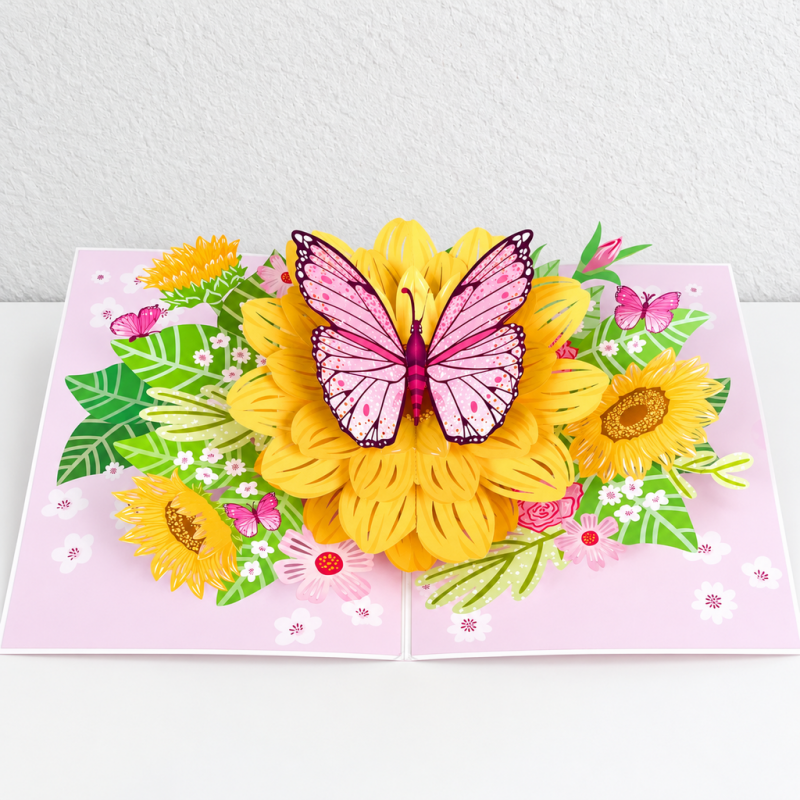 CouldNook Botanical Pop-Up Card - Layered Flowers and Decorative Nature Scenes