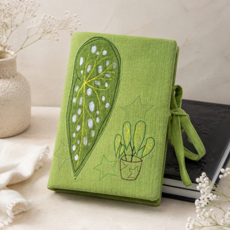 CouldNook Botanical Fabric Book Cover - Wraparound Tie Closure
