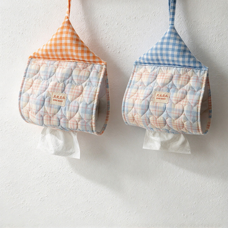 CouldNook House Shaped Hanging Tissue Holder - Checked Roof And Loop