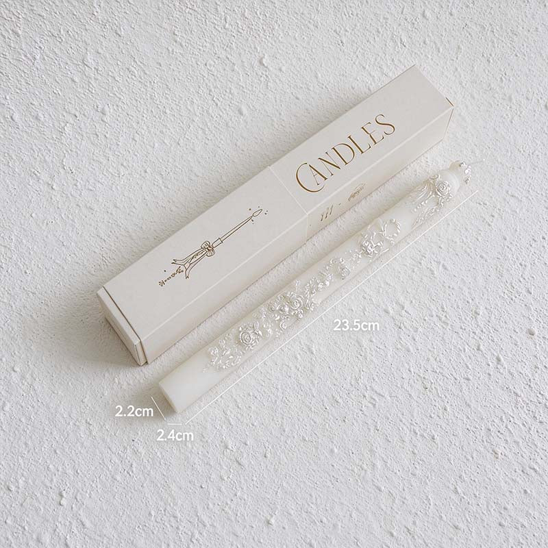 CouldNook Floral Relief Taper Candle - Raised Ornament