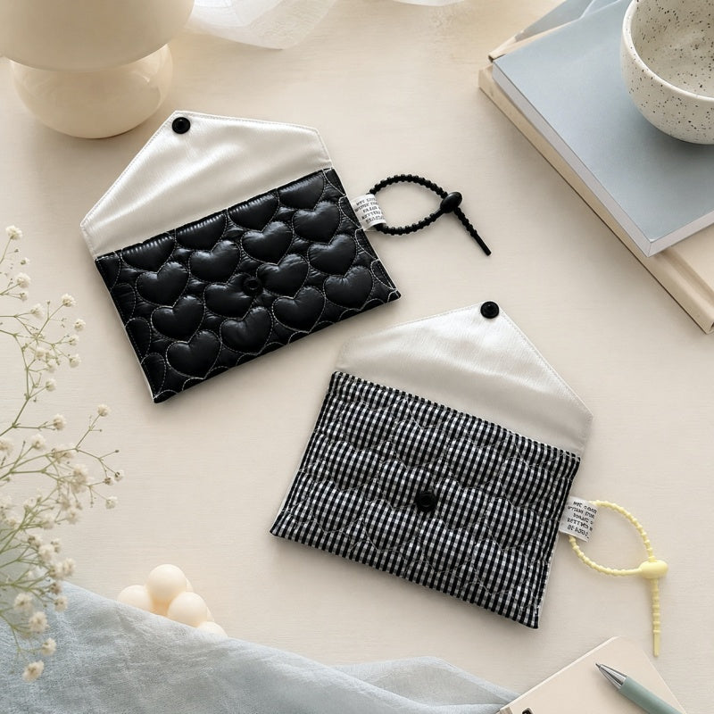 CouldNook Quilted Heart Envelope Organizer Pouch - Snap Closure