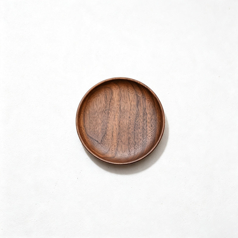 CloudNook Faux Walnut Wood Plate‑Solid Round Serving Dish