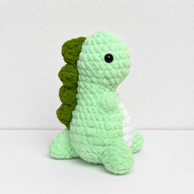 CouldNook Yarn Dinosaur Doll Ornament - Rounded Standing Silhouette