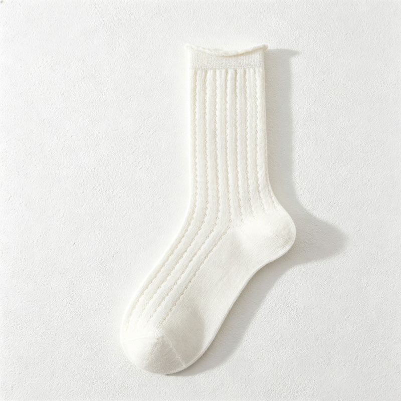 CouldNook Sheer Patterned Crew Socks-Light Sheer Finish