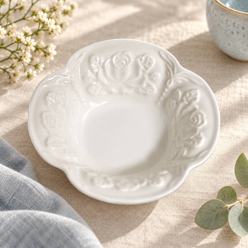 CouldNook Floral Dipping Dish - Embossed Scalloped Rim