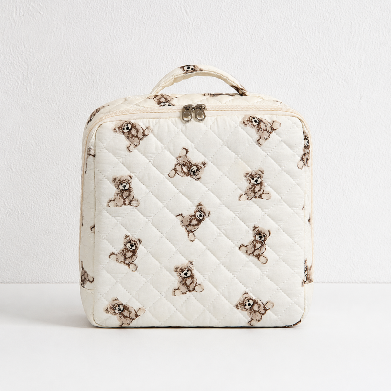 CouldNook Compartment Cosmetic Organizer - Quilted Case and Top Handle