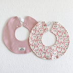 Reversible Round Baby Bib with Adjustable Snaps