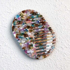 CouldNook Oval Mirror Comb - Patterned Acetate and Gold-tone Swivel Pivot