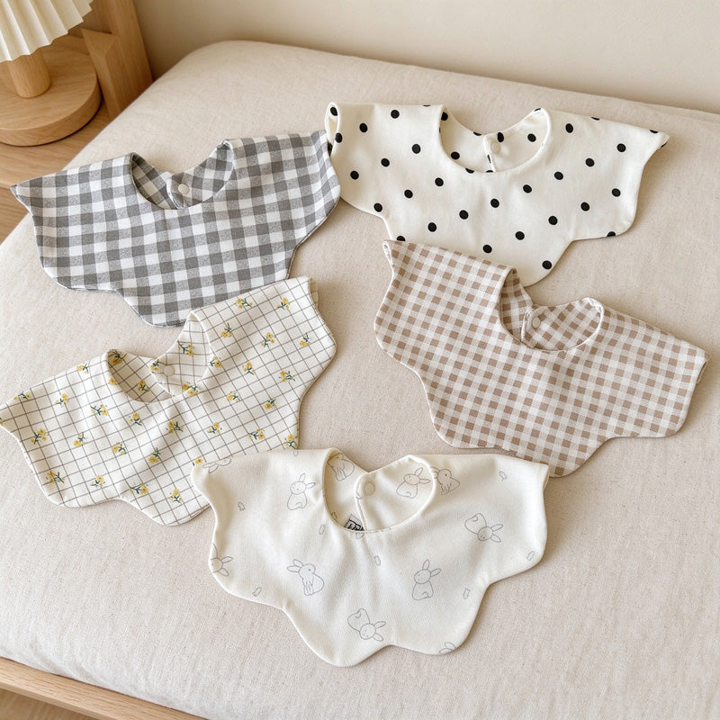 Cotton Baby Bib with Scalloped Petal Edge