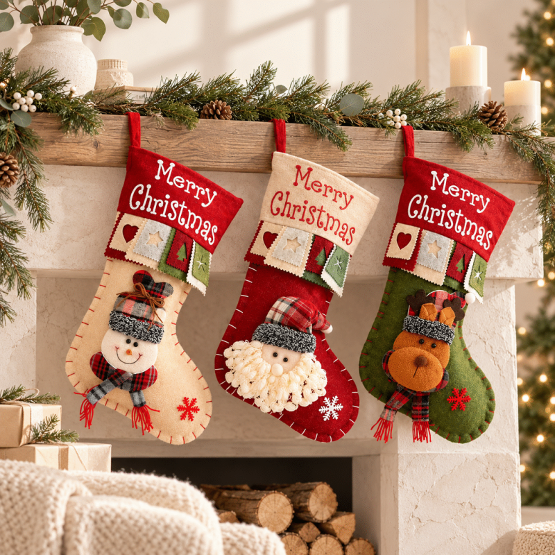 CouldNook Character Christmas Stocking - Raised Festive Face