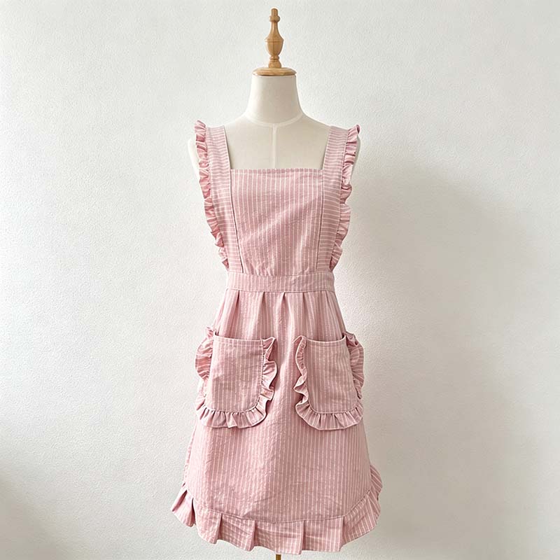 CouldNook Ruffled Cross-Back Apron - Four Solid Colors Collection