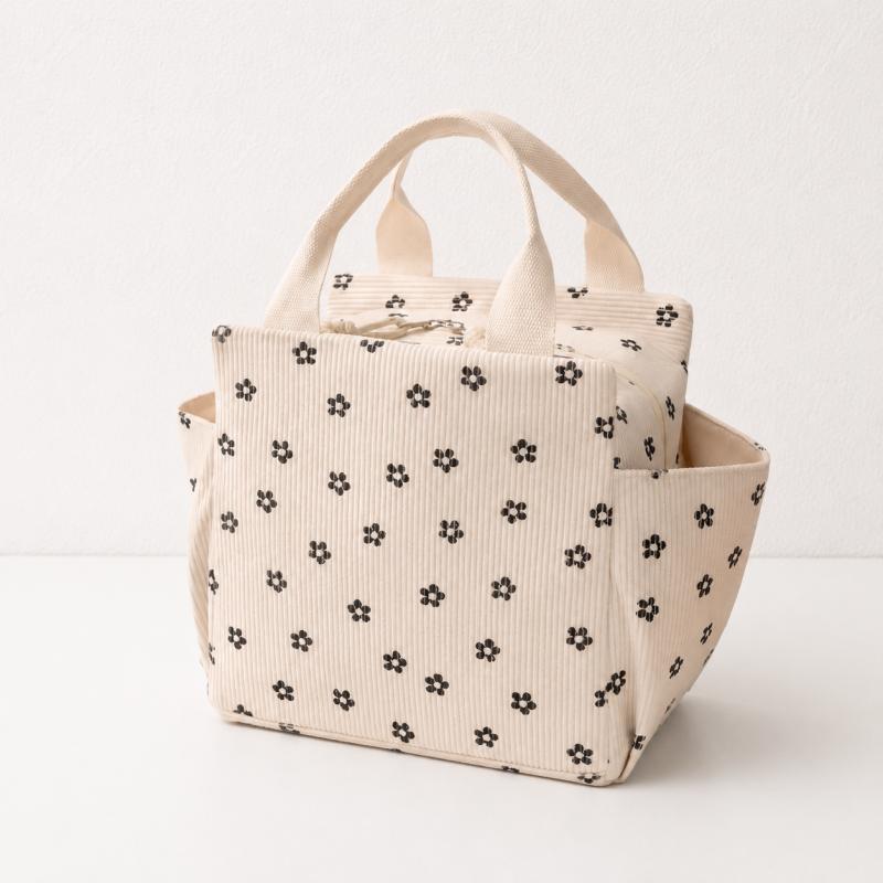 CouldNook Ribbed Lunch Tote - Wide Side Pocket Storage