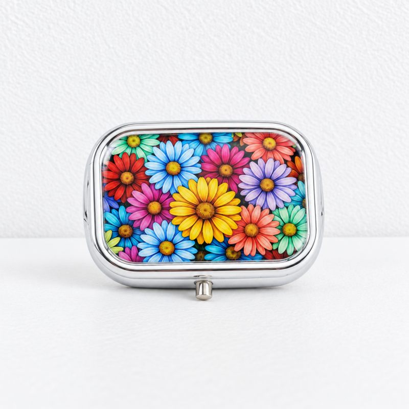 CouldNook Mirror Pill Box - Divided Interior And Rounded Rectangular Lid
