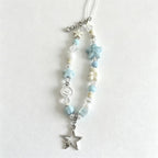CloudNook Star Beaded Phone Strap‑Light Blue Wrist Lanyard