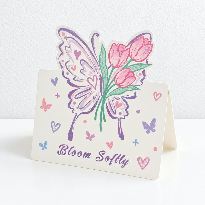 CouldNook Butterfly Floral Greeting Card - Shaped Wing Artwork