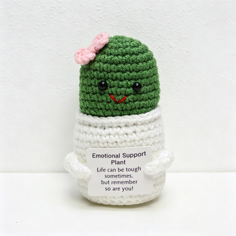 CouldNook Yarn Cactus Doll Planter - Bow Character Designs
