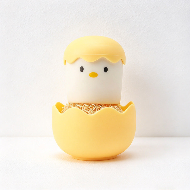 CouldNook Chick Dish Scrubber - Eggshell Handle And Rounded Cleaning Ball