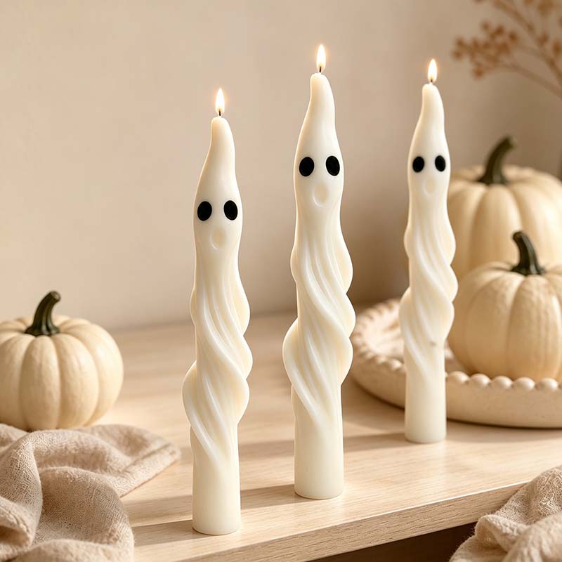 CouldNook Ghost Taper Candle - Twisted Body And Expressive Dark Eyes