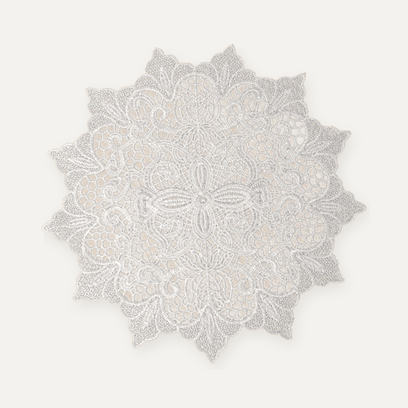 CouldNook Round Embroidered Lace Placemat - Floral Design Size Range