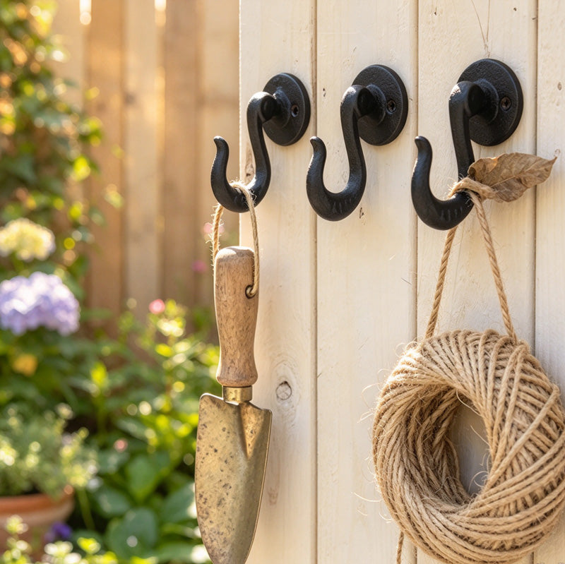 CouldNook Cast Iron Wall Hook - Curved Arm and Round Backplate