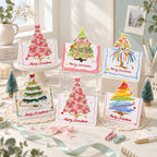 CouldNook Painted Christmas Tree Greeting Card - Colorful Cutout Top