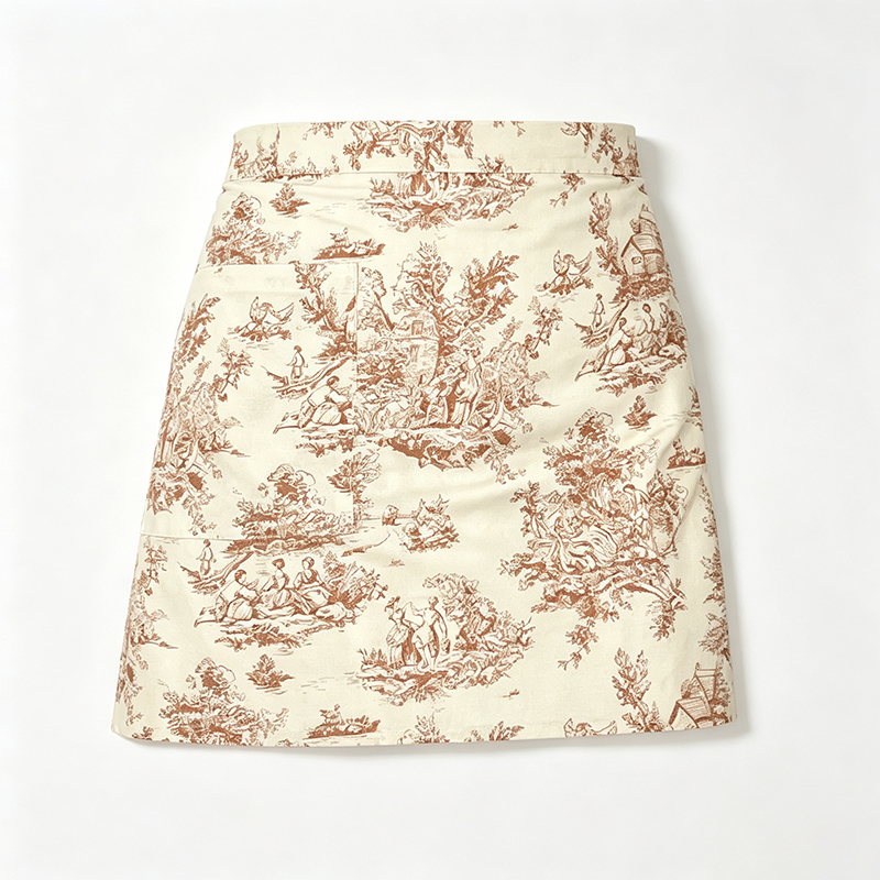 CouldNook Toile Waist Apron - Scenic Ruffle Serving Layer